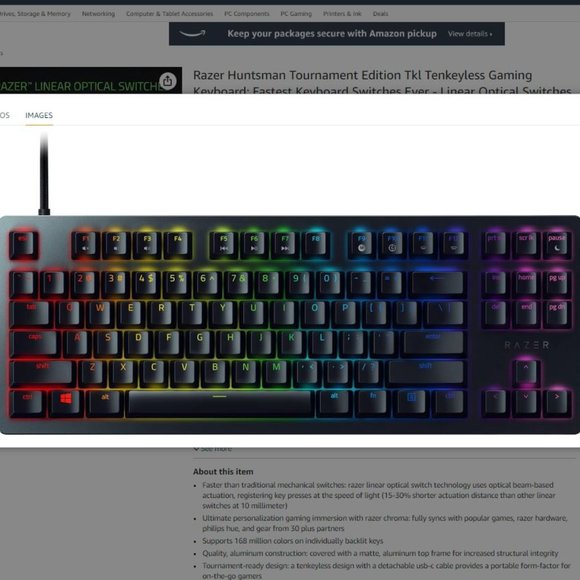 Razer Huntsman Tournament Edition Tkl Tenkeyless Gaming Keyboard - Picture 1 of 10